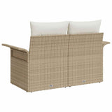 Garden Sofa with Cushion Beige 141 x 62 x 69 cm Poly Rattan - Top-Down View