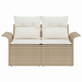 Garden Sofa with Cushion Beige 141 x 62 x 69 cm Poly Rattan - 45-Degree Angle