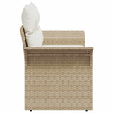 Garden Sofa with Cushion Beige 141 x 62 x 69 cm Poly Rattan - Rear View
