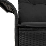 Garden Sofa with Cushion Black 141 x 62 x 69 cm Poly Rattan - Close-Up Angle