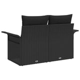 Garden Sofa with Cushion Black 141 x 62 x 69 cm Poly Rattan - Rear View