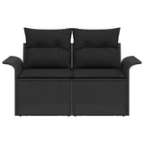 Garden Sofa with Cushion Black 141 x 62 x 69 cm Poly Rattan