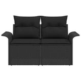 Garden Sofa with Cushion Black 141 x 62 x 69 cm Poly Rattan - Top-Down View