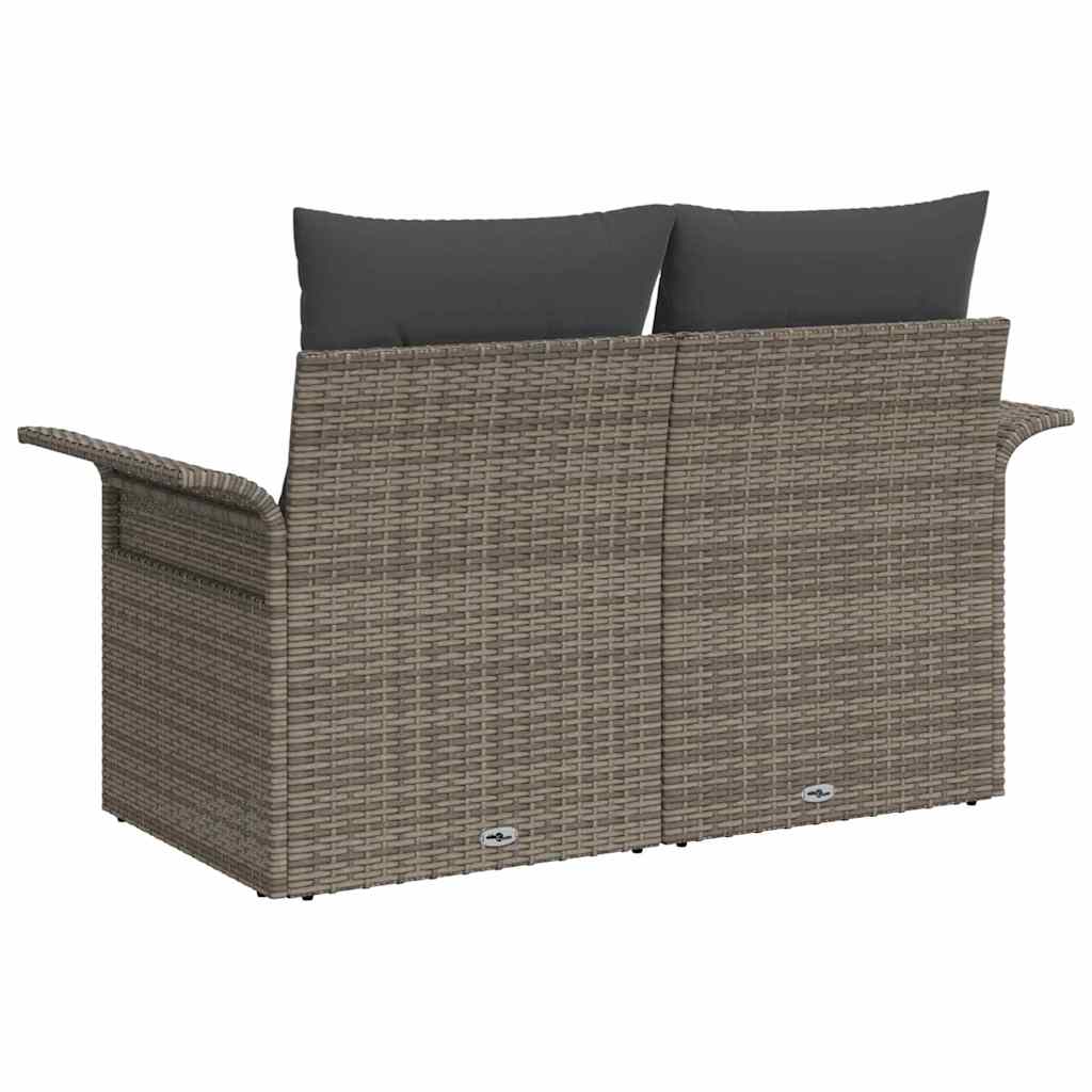 Garden Sofa with Cushion Grey 141 x 62 x 69 cm Poly Rattan