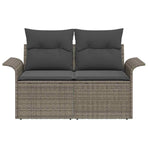 Garden Sofa with Cushion Grey 141 x 62 x 69 cm Poly Rattan