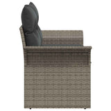 Garden Sofa with Cushion Grey 141 x 62 x 69 cm Poly Rattan - Rear View