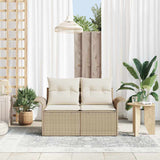 Garden Sofa with Cushion Beige 141 x 62 x 69 cm Poly Rattan - Side View