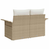 Garden Sofa with Cushion Beige 141 x 62 x 69 cm Poly Rattan