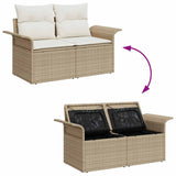 Garden Sofa with Cushion Beige 141 x 62 x 69 cm Poly Rattan - Extra Image