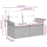 Garden Sofa with Cushion Beige 141 x 62 x 69 cm Poly Rattan