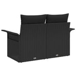 Garden Sofa with Cushion Black 141 x 62 x 69 cm Poly Rattan