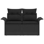 Garden Sofa with Cushion Black 141 x 62 x 69 cm Poly Rattan