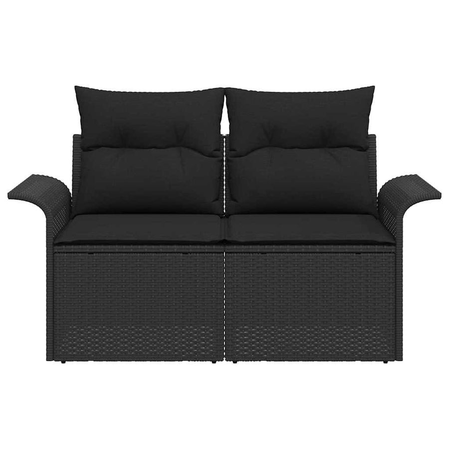 Garden Sofa with Cushion Black 141 x 62 x 69 cm Poly Rattan