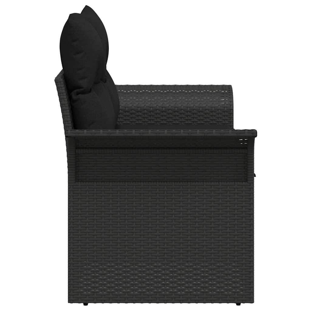 Garden Sofa with Cushion Black 141 x 62 x 69 cm Poly Rattan