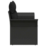 Garden Sofa with Cushion Black 141 x 62 x 69 cm Poly Rattan