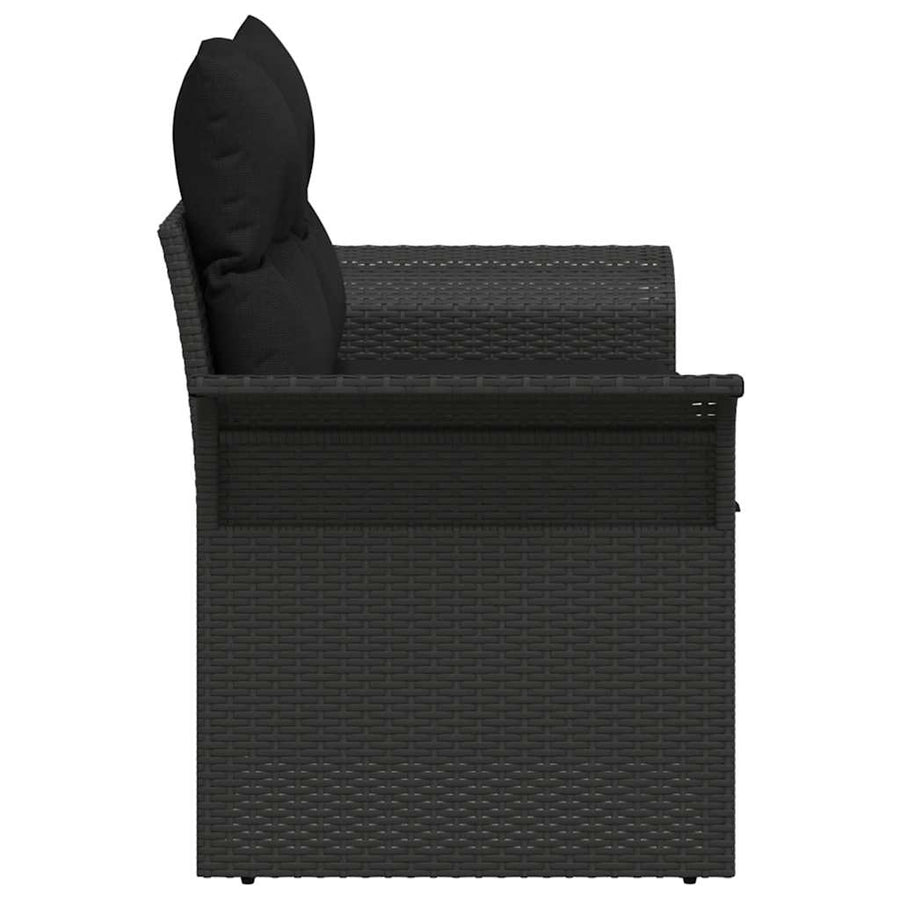 Garden Sofa with Cushion Black 141 x 62 x 69 cm Poly Rattan