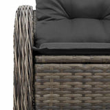 Garden Sofa Grey 121 x 62 x 69cm Poly Rattan - Rear View