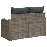 Garden Sofa with Cushion Grey 121 x 62 x 69cm Poly Rattan