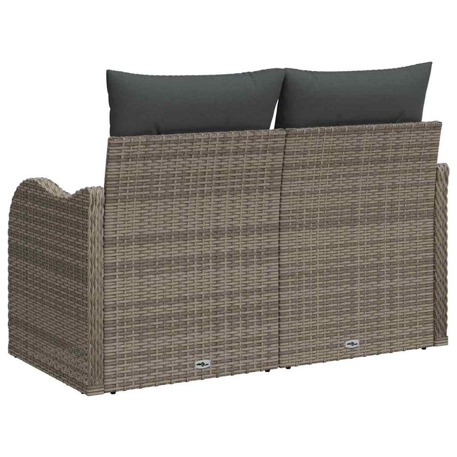 Garden Sofa with Cushion Grey 121 x 62 x 69cm Poly Rattan