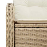 Garden Sofa Beige 121 x 62 x 69cm Poly Rattan - Rear View