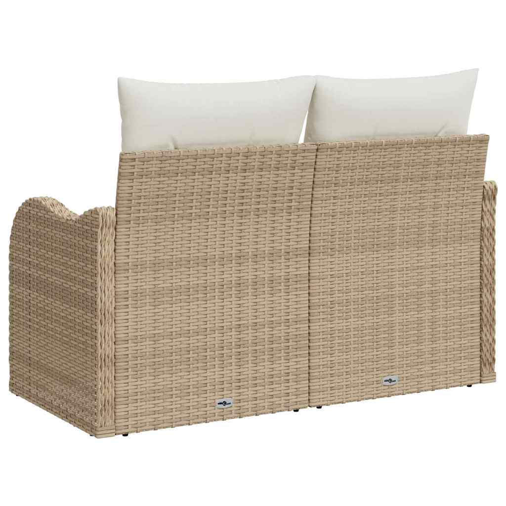 Garden Sofa with Cushion Beige 121 x 62 x 69cm Poly Rattan