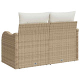 Garden Sofa Beige 121 x 62 x 69cm Poly Rattan - Front View