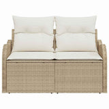 Garden Sofa with Cushion Beige 121 x 62 x 69cm Poly Rattan