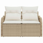 Garden Sofa with Cushion Beige 121 x 62 x 69cm Poly Rattan