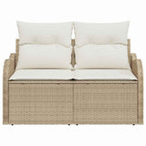 Garden Sofa Beige 121 x 62 x 69cm Poly Rattan - Top-Down View