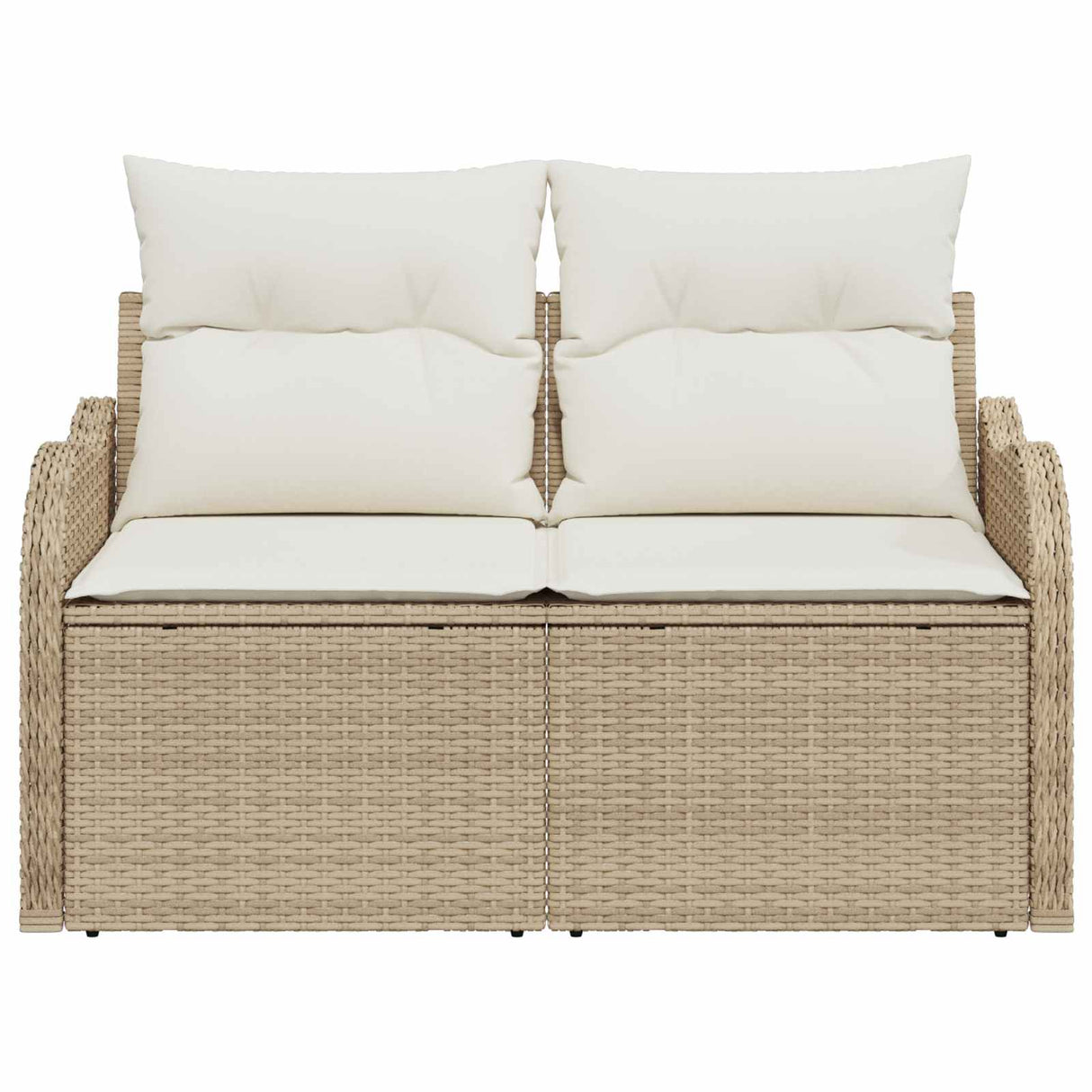 Garden Sofa with Cushion Beige 121 x 62 x 69cm Poly Rattan