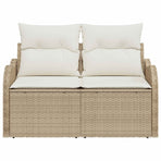 Garden Sofa with Cushion Beige 121 x 62 x 69cm Poly Rattan