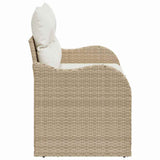 Garden Sofa Beige 121 x 62 x 69cm Poly Rattan - 45-Degree Angle