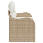 Garden Sofa with Cushion Beige 121 x 62 x 69cm Poly Rattan
