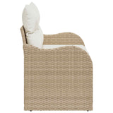 Garden Sofa with Cushion Beige 121 x 62 x 69cm Poly Rattan - Rear View