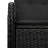 Garden Sofa Black 121 x 62 x 69cm Poly Rattan - Rear View
