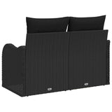 Garden Sofa with Cushion Black 121 x 62 x 69cm Poly Rattan - Low Angle