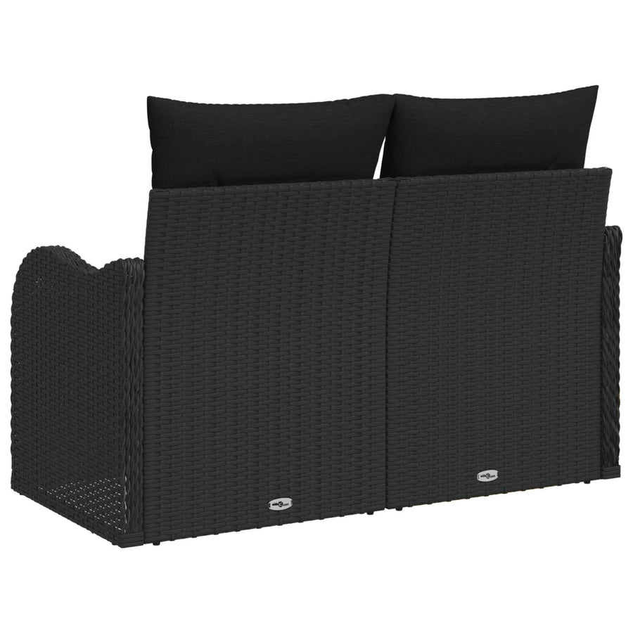 Garden Sofa with Cushion Black 121 x 62 x 69cm Poly Rattan