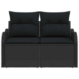 Garden Sofa with Cushion Black 121 x 62 x 69cm Poly Rattan