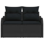 Garden Sofa with Cushion Black 121 x 62 x 69cm Poly Rattan