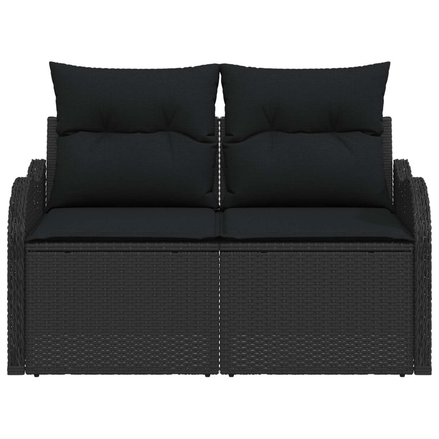 Garden Sofa with Cushion Black 121 x 62 x 69cm Poly Rattan
