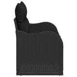 Garden Sofa with Cushion Black 121 x 62 x 69cm Poly Rattan - Rear View