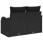 Garden Sofa with Cushion Black 121 x 62 x 69cm Poly Rattan