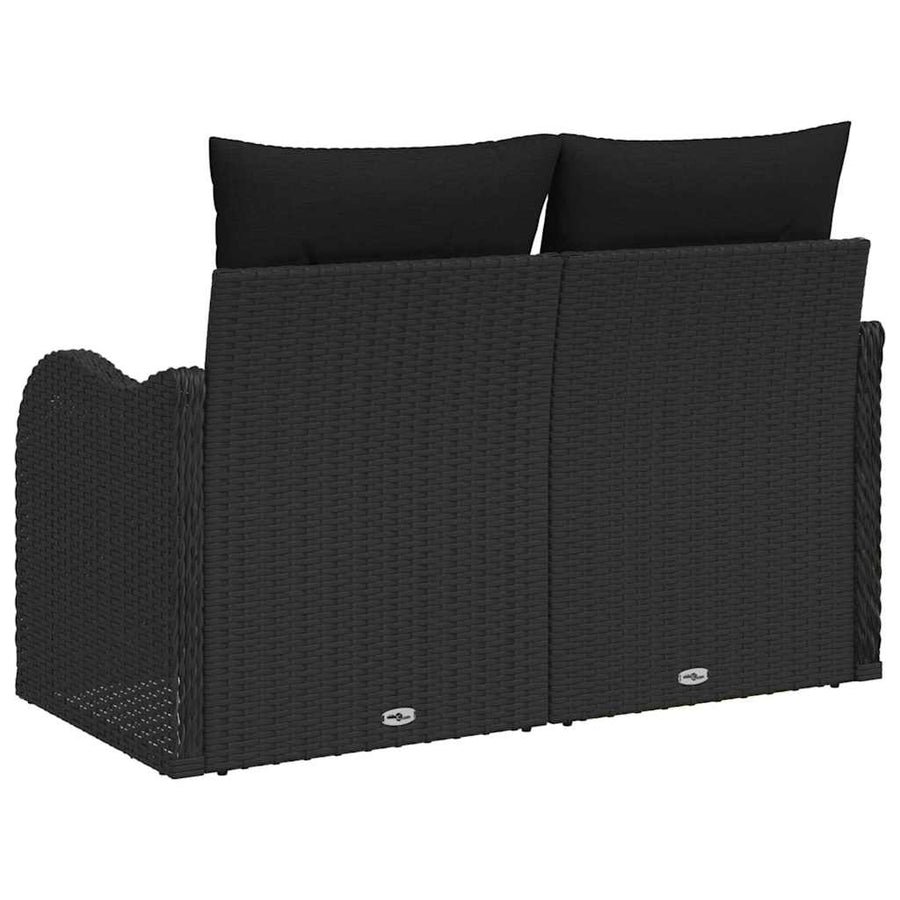 Garden Sofa with Cushion Black 121 x 62 x 69cm Poly Rattan