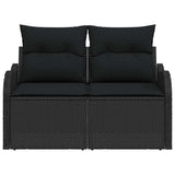 Garden Sofa with Cushion Black 121 x 62 x 69cm Poly Rattan