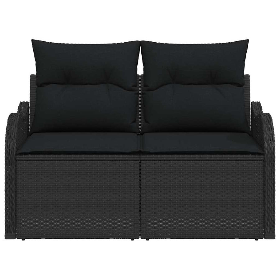 Garden Sofa with Cushion Black 121 x 62 x 69cm Poly Rattan