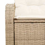 Garden Sofa Beige 124 x 62 x 69cm Poly Rattan - Close-Up Angle