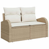 Garden Sofa with Cushion Beige 124 x 62 x 69cm Poly Rattan
