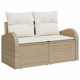 Garden Sofa Beige 124 x 62 x 69cm Poly Rattan - Front View