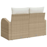 Garden Sofa Beige 124 x 62 x 69cm Poly Rattan - Top-Down View