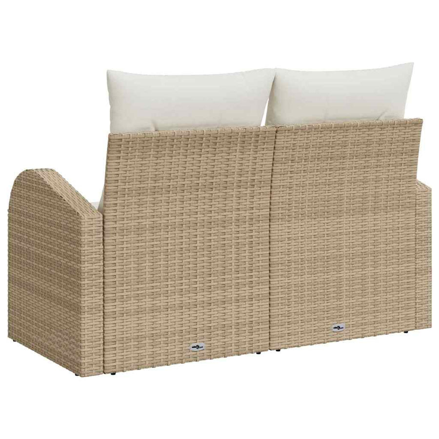 Garden Sofa with Cushion Beige 124 x 62 x 69cm Poly Rattan